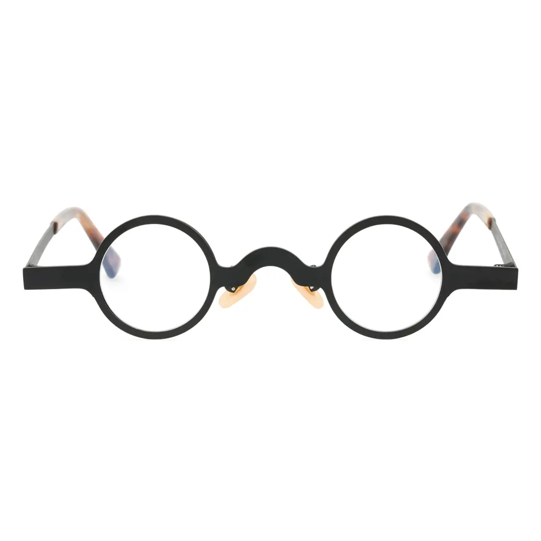 Front view of Crew vintage round metal eyeglasses RM0122404 in black