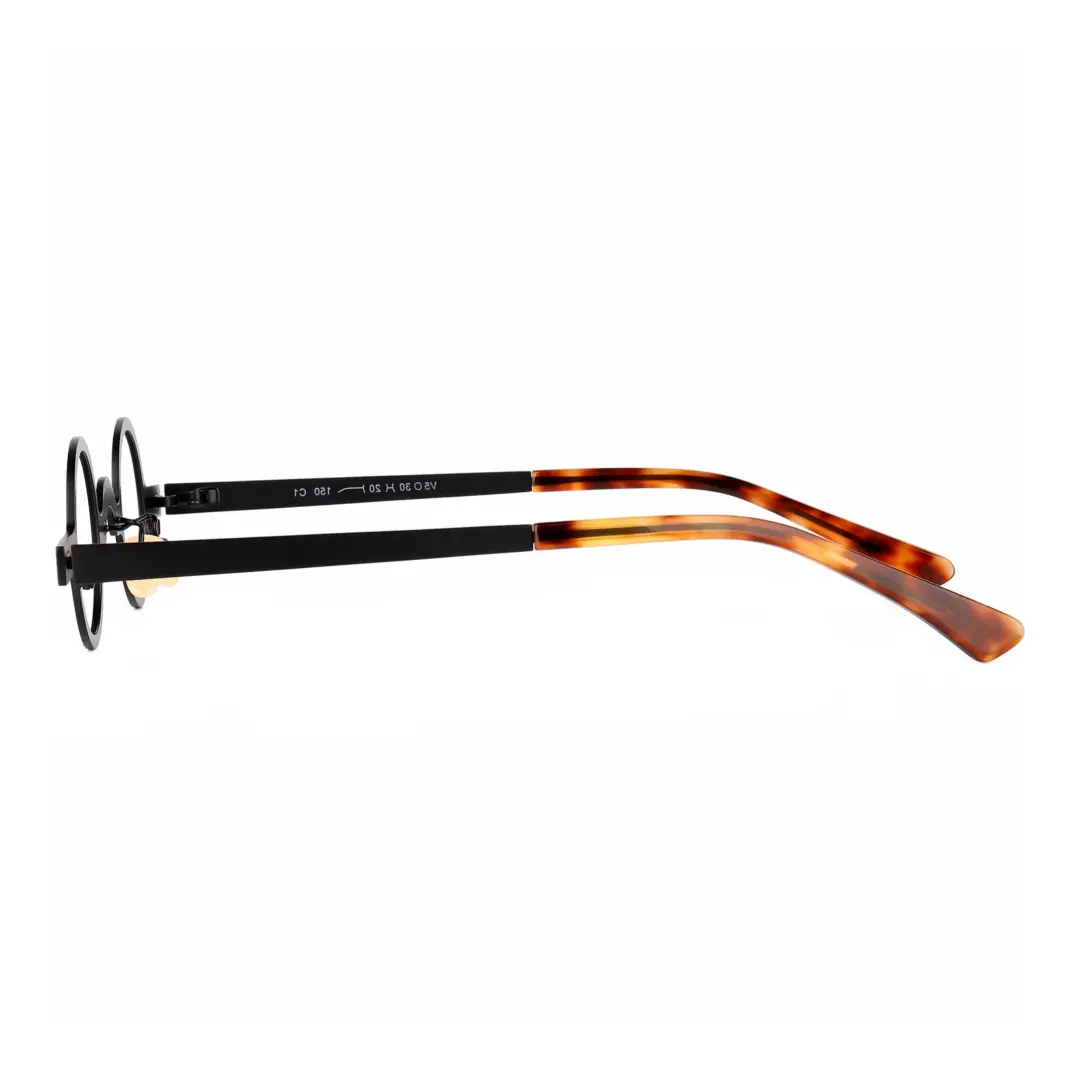 Side view of Crew vintage round metal eyeglasses RM0122404 in black