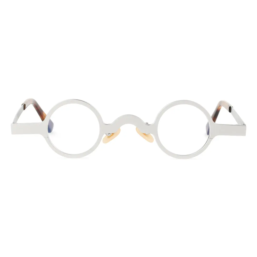 Front view of Crew round metal eyeglasses RM0122404 in silver