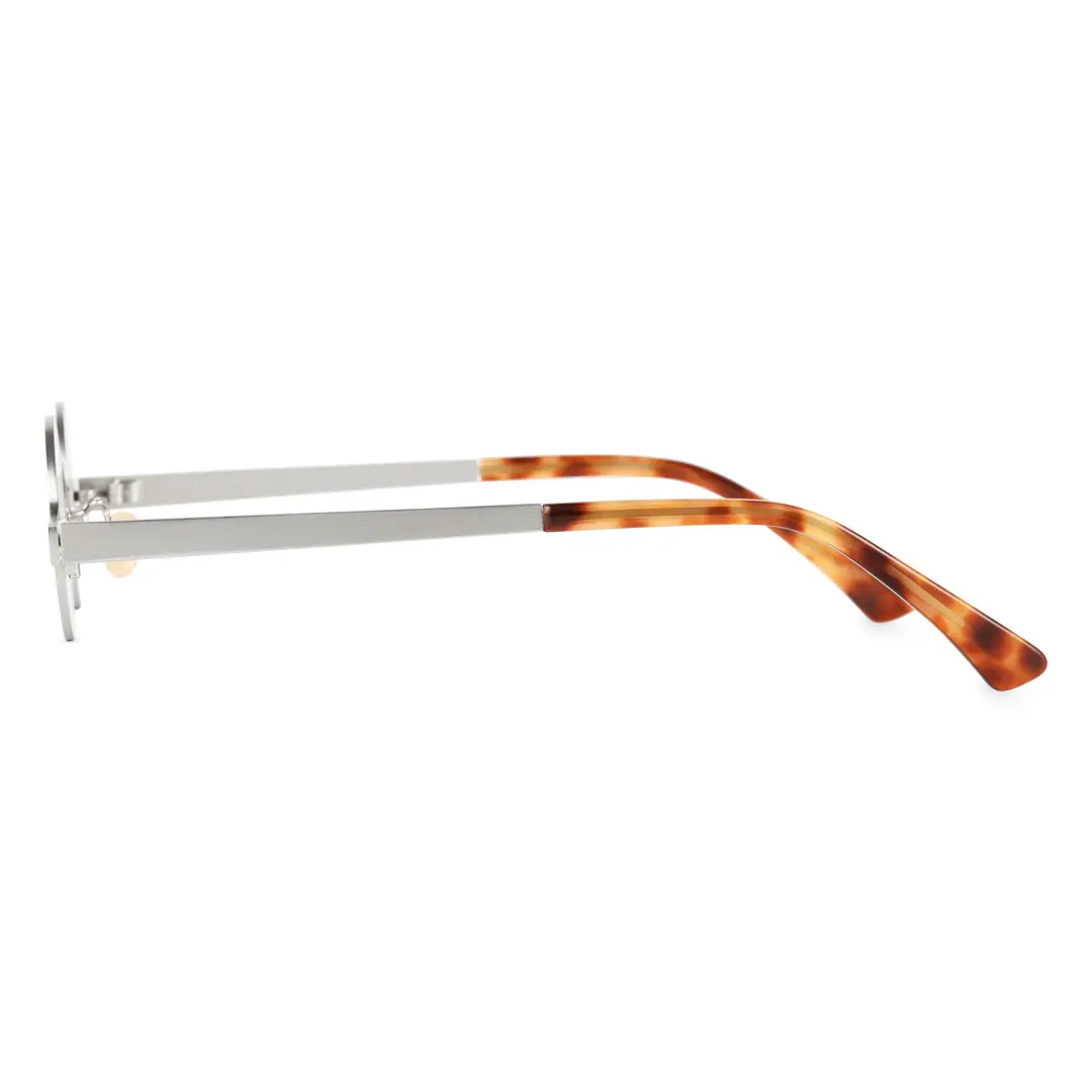 Side view of Crew vintage round metal eyeglasses RM0122404 in silver
