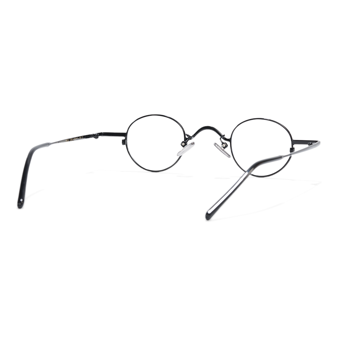 Back view of Cory round metal eyeglasses RM0202601 in black