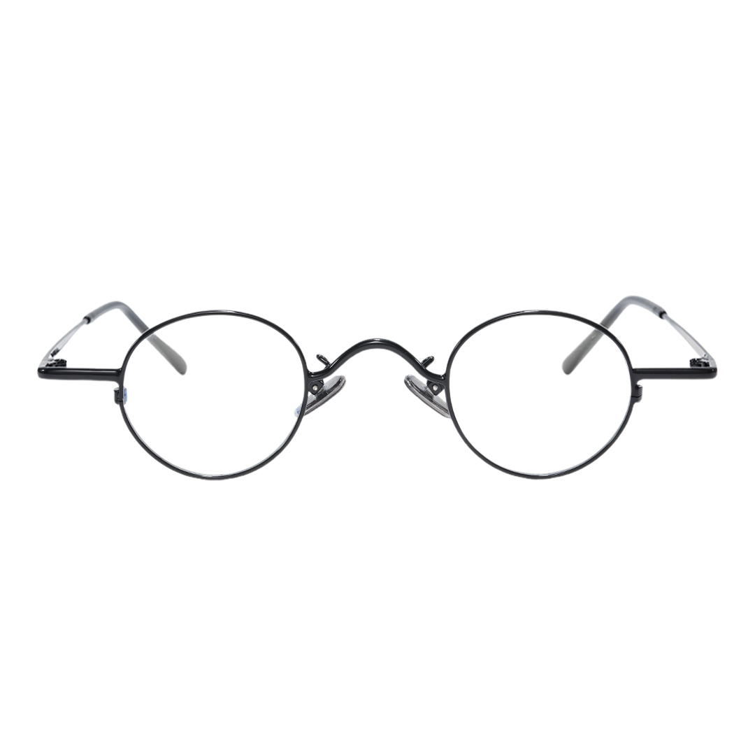 Front view of Cory round metal eyeglasses RM0202601 in black