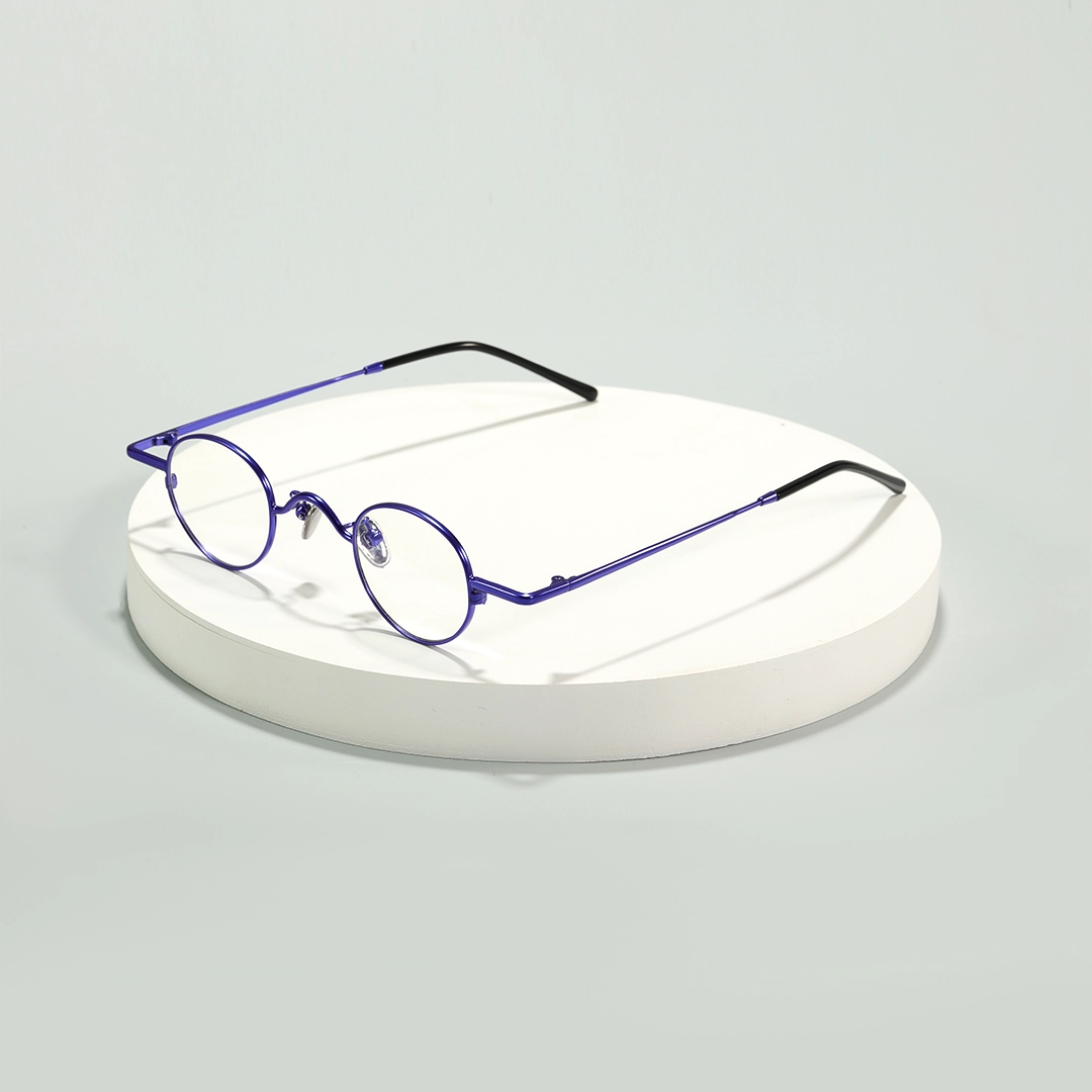 Scene view of Cory round metal eyeglasses RM0202601 in purple
