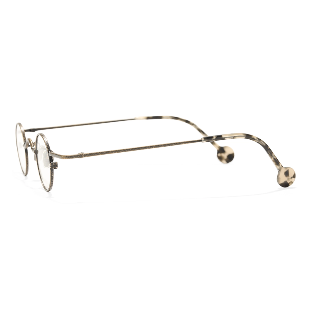 Side view of Xen vintage round metal eyeglasses RM0242601 in bronze