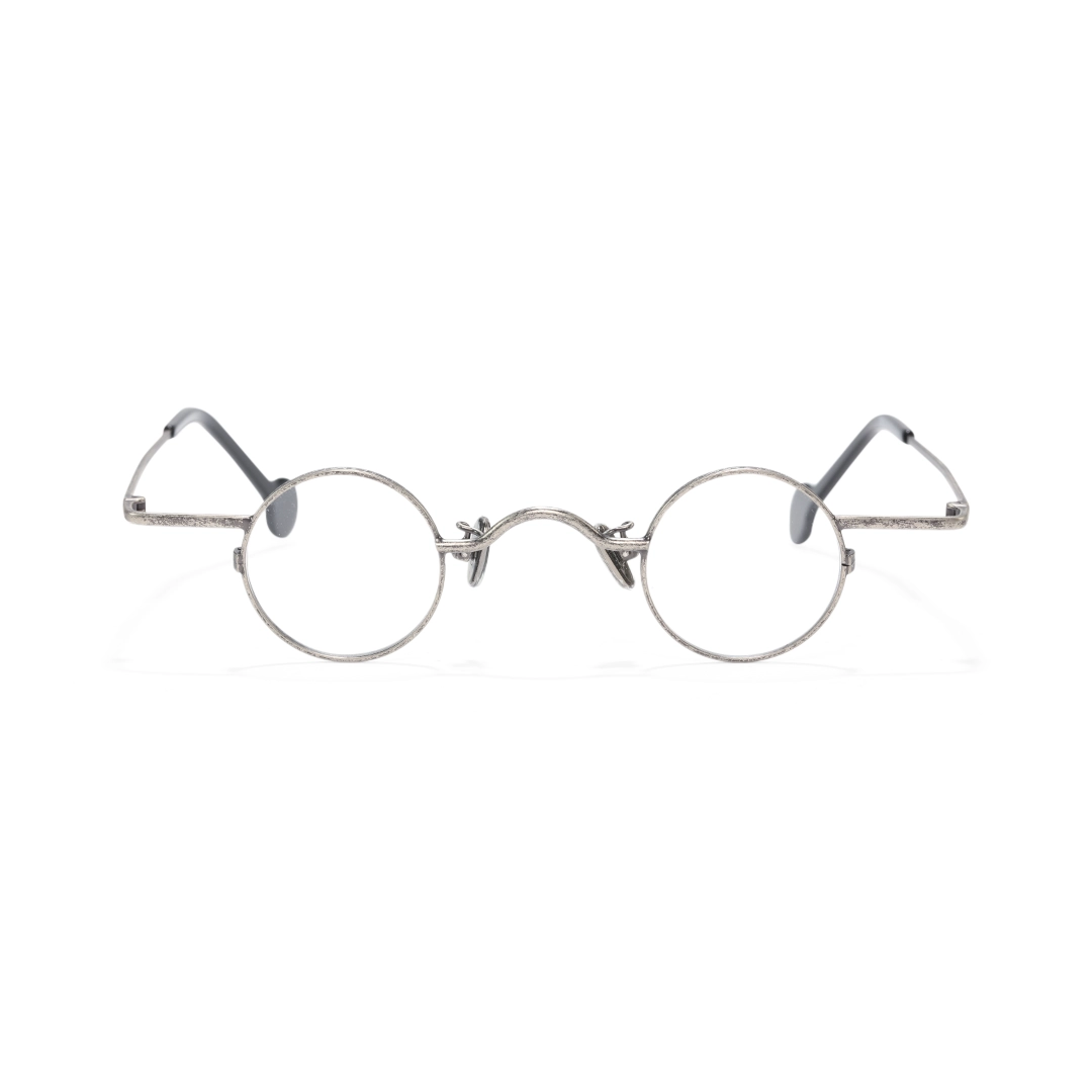Front view of Xen vintage round metal eyeglasses RM0242601 in silver