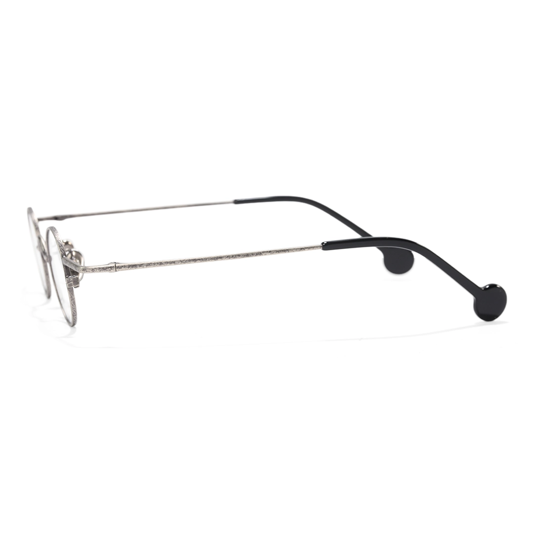 Side view of Xen vintage round metal eyeglasses RM0242601 in silver
