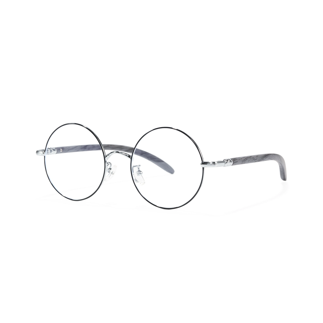Angle view of Sivigny round metal eyeglasses RM0302407 in black
