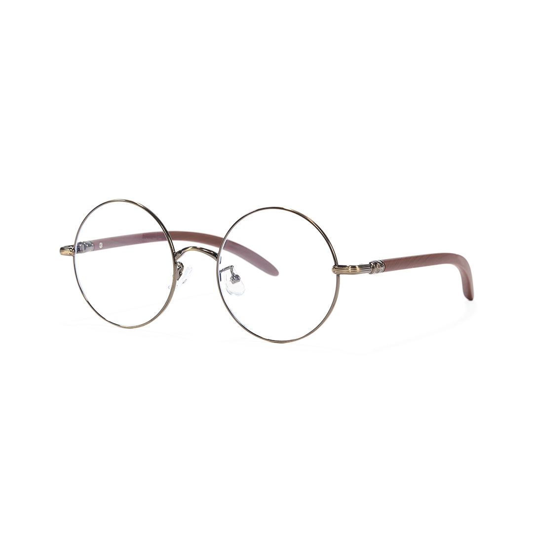 Angle view of Sivigny round metal eyeglasses RM0302407 in bronze