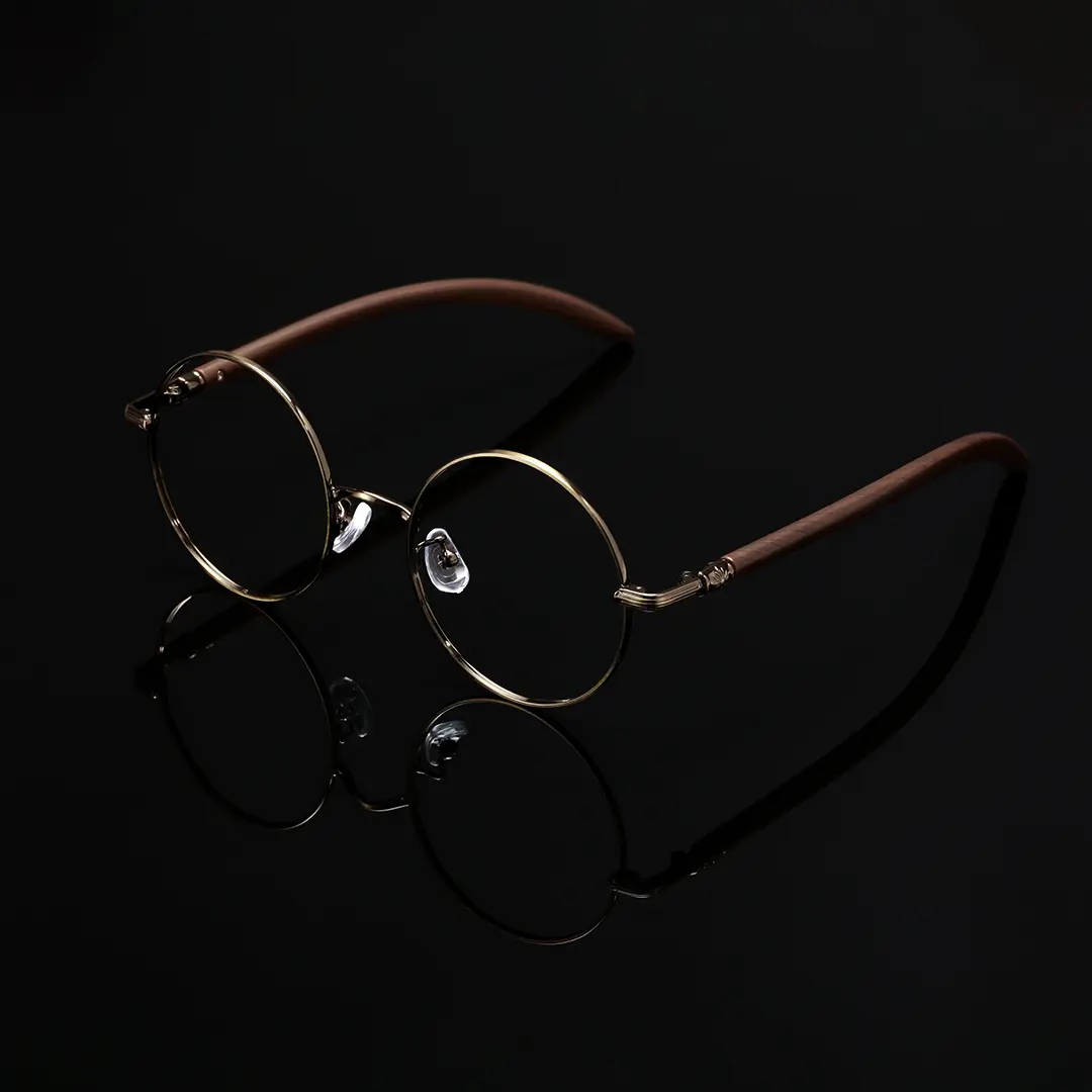 Scene close-up view of Sivigny vintage round metal eyeglasses RM0302407 in bronze