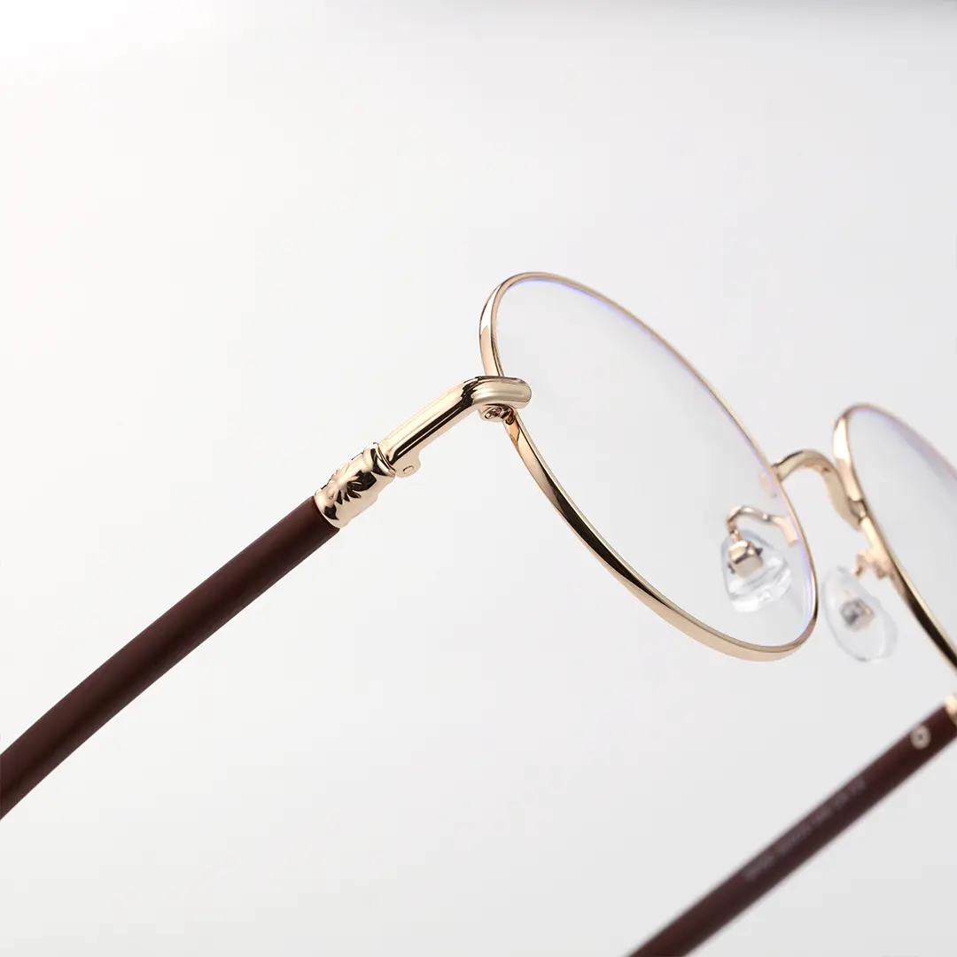 Temple detail of Sivigny vintage round metal eyeglasses RM0302407 in bronze