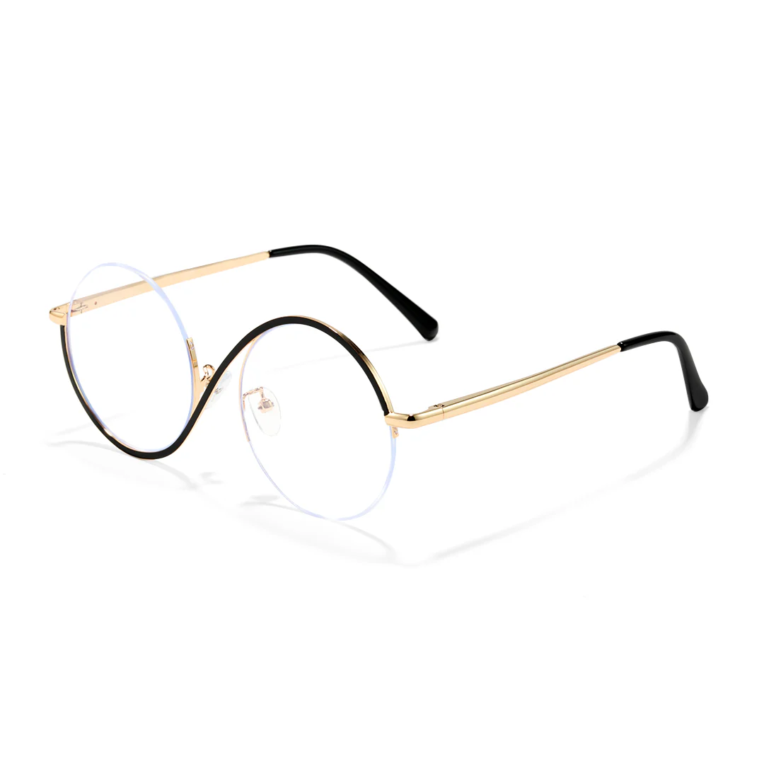 Angle view of Wicked round metal eyeglasses RM0332412 in black