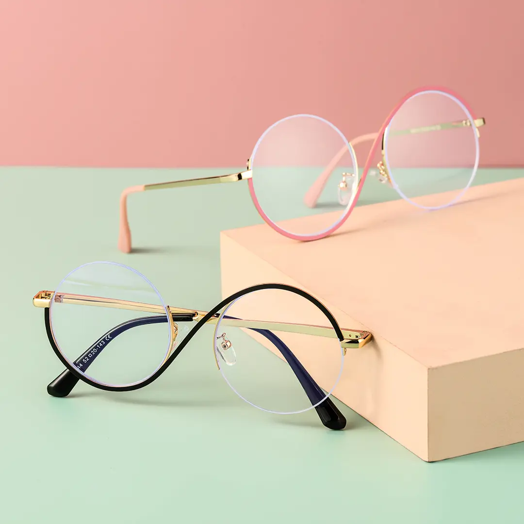 Scene view of Wicked round metal eyeglasses RM0332412 in black