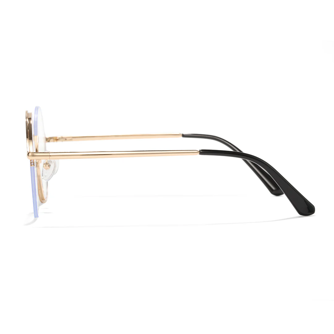 Side view of Wicked round metal eyeglasses RM0332412 in black