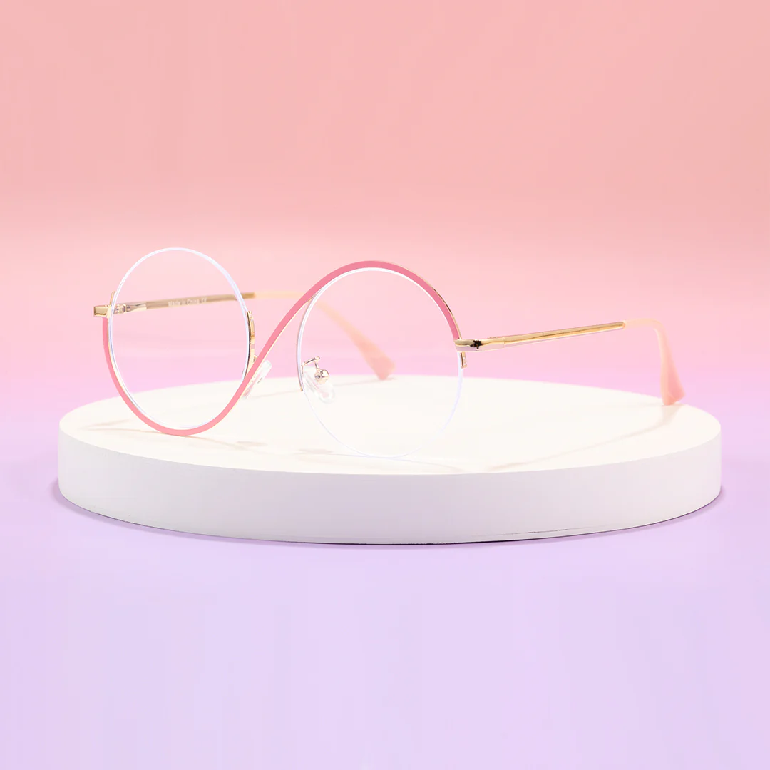 Scene view of Wicked round metal eyeglasses RM0332412 in pink