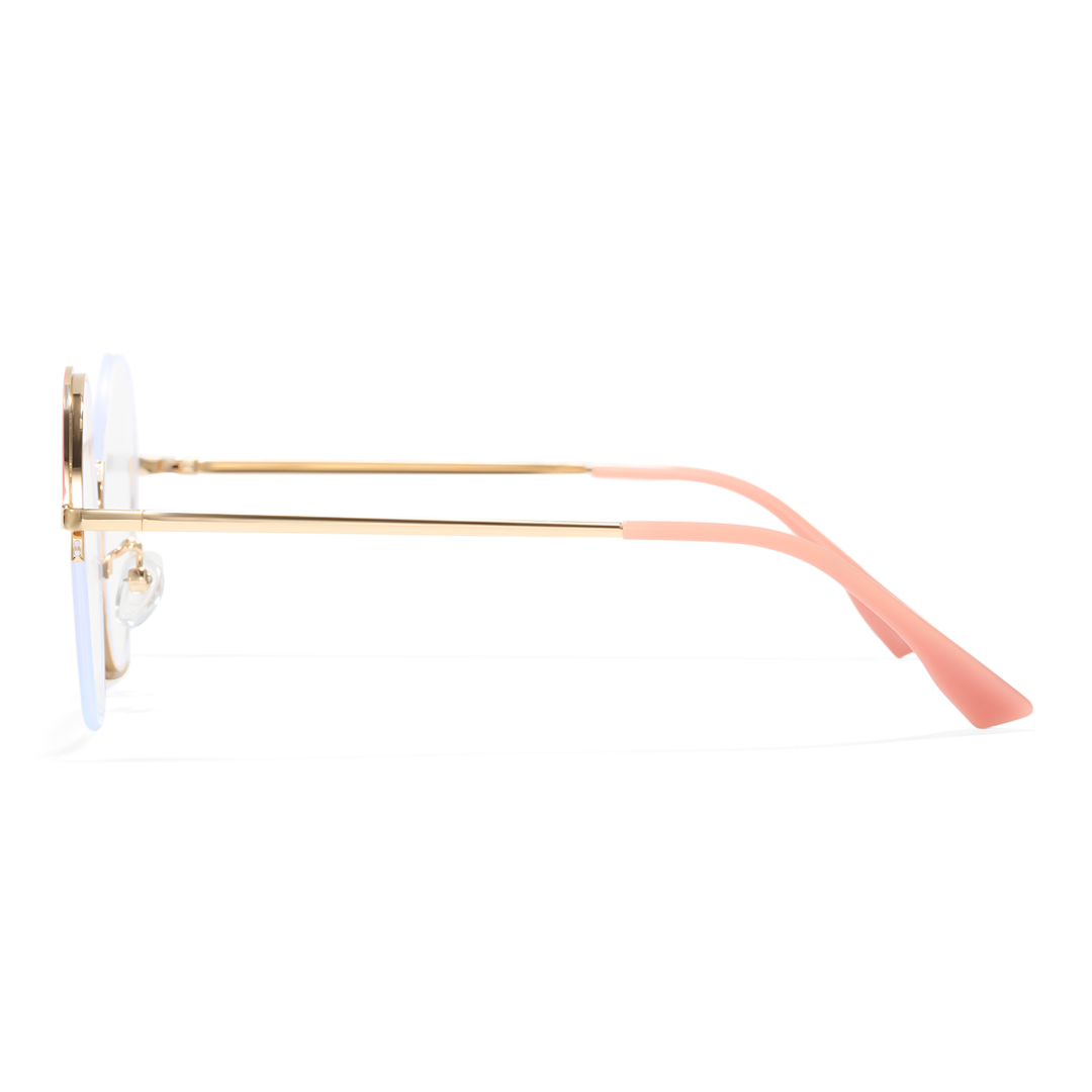 Side view of Wicked round metal eyeglasses RM0332412 in pink