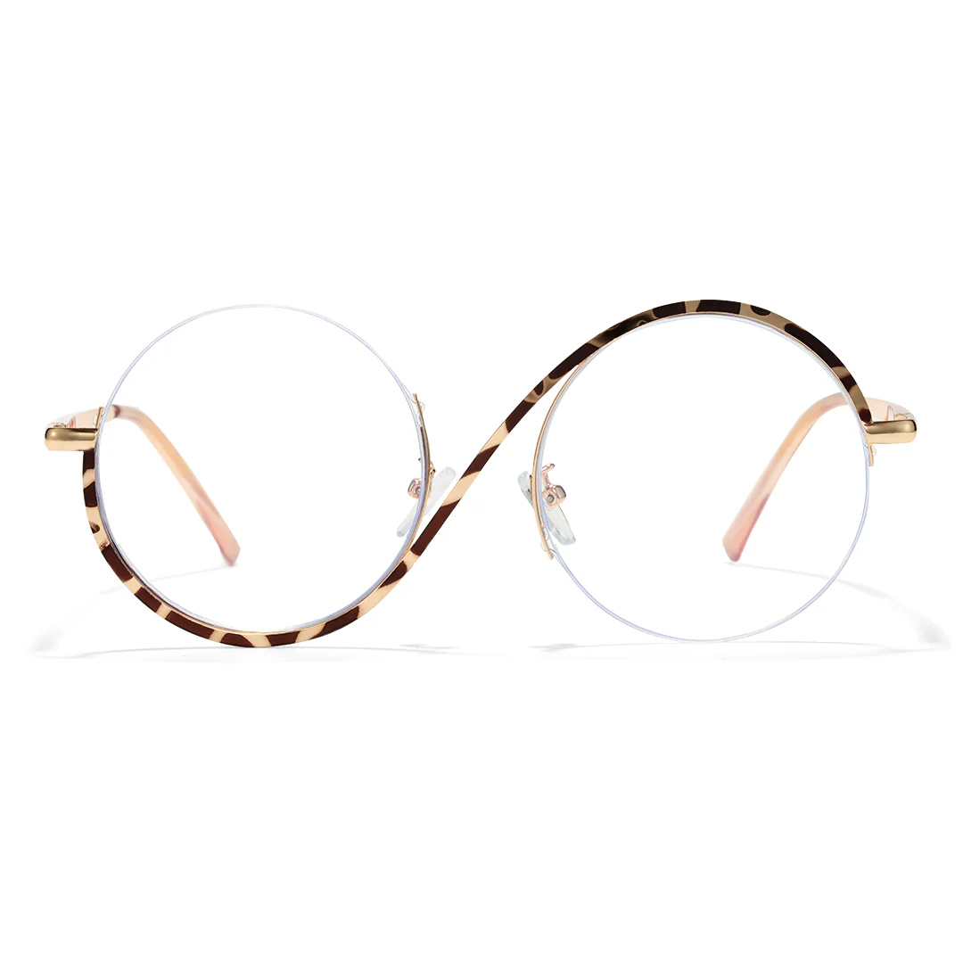 Front view of Wicked round metal eyeglasses RM0332412 in tortoise