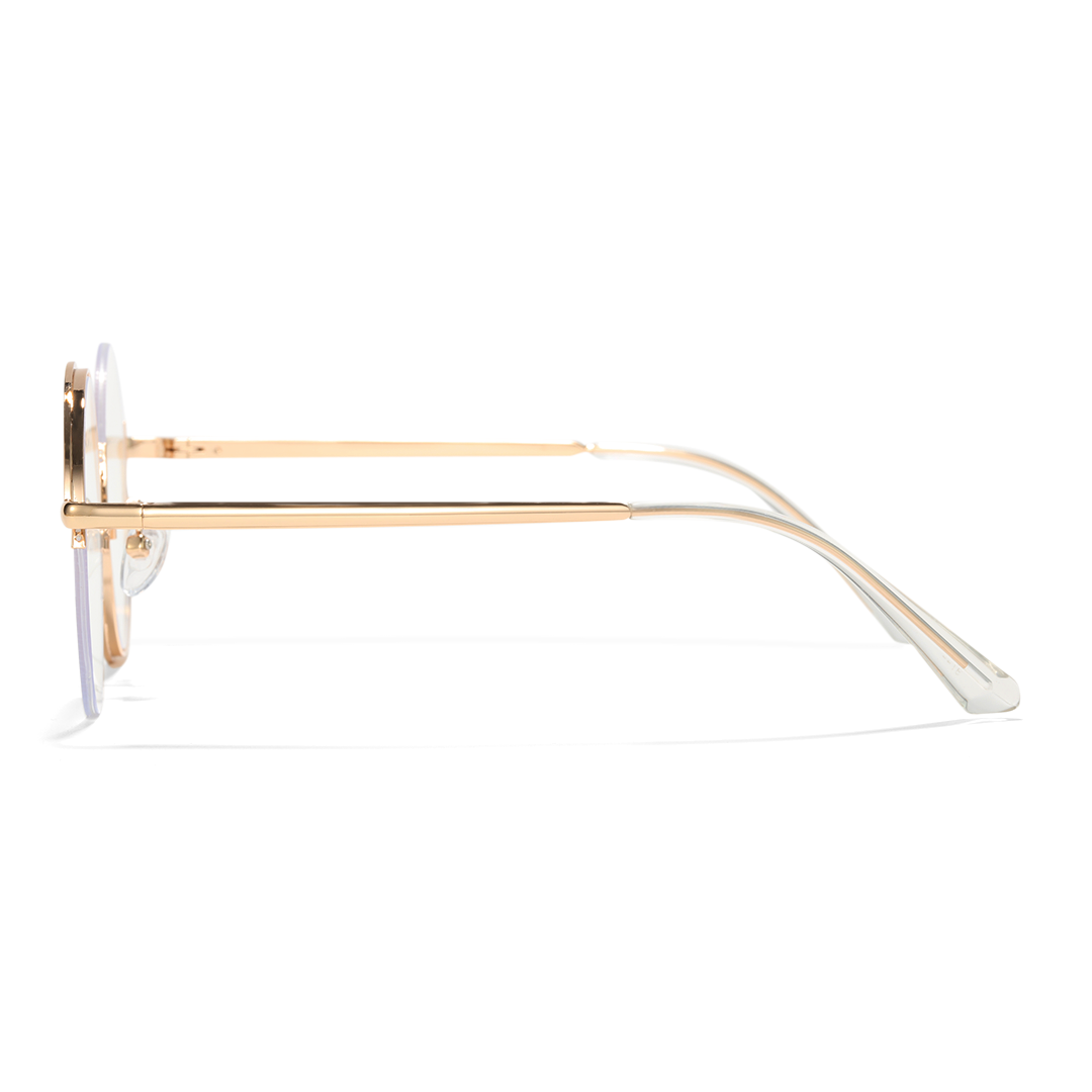 Side view of Wicked round metal eyeglasses RM0332412 in tortoise