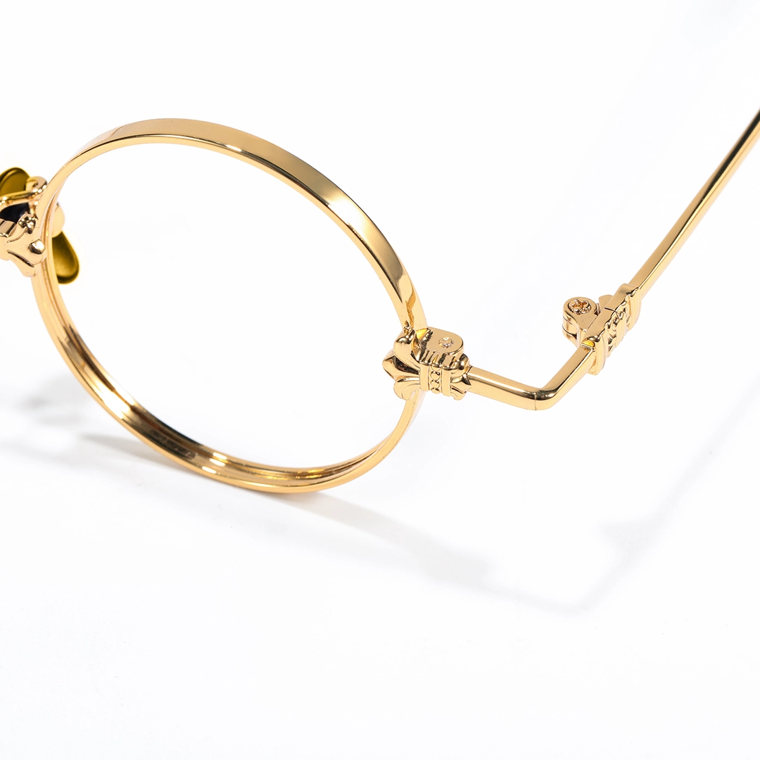 End piece detail of Eddie round metal eyeglasses RM0352505 in gold