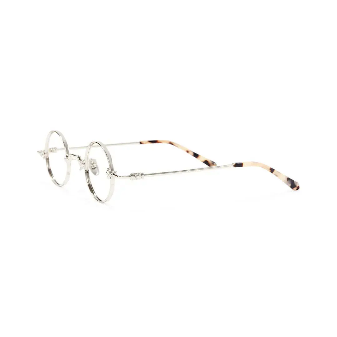 Side view of Eddie round metal eyeglasses RM0352505 in silver