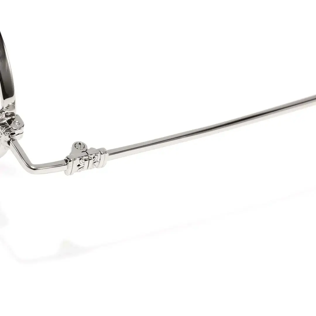 Temple detail of Eddie round metal eyeglasses RM0352505 in silver