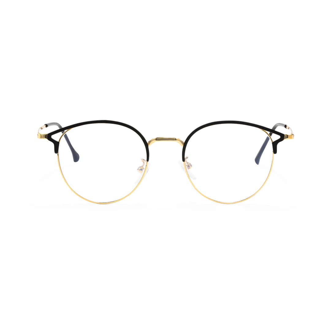 Front view of Haya round metal eyeglasses RM0462504 in gold