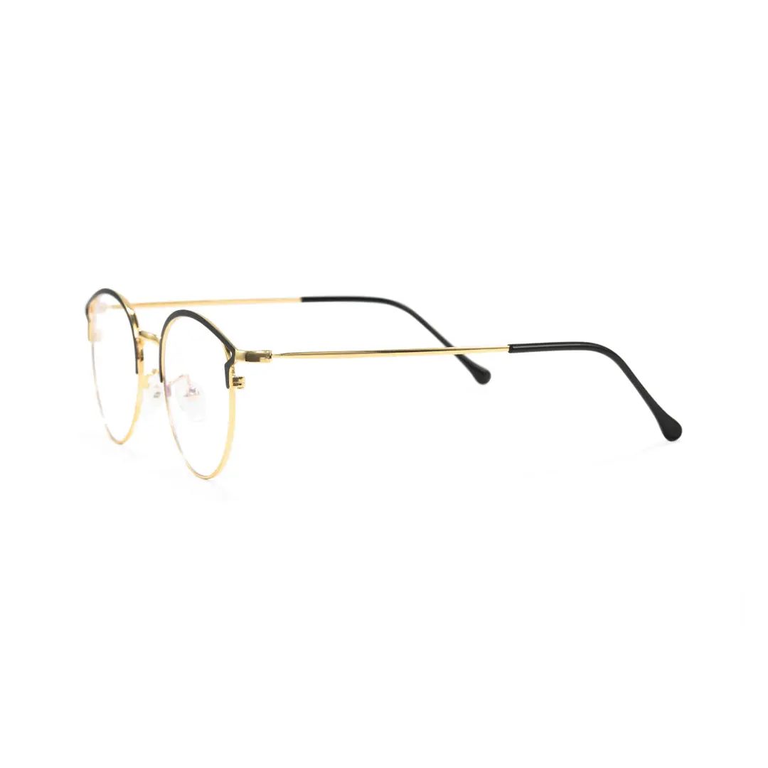 Side view of Haya round metal eyeglasses RM0462504 in gold