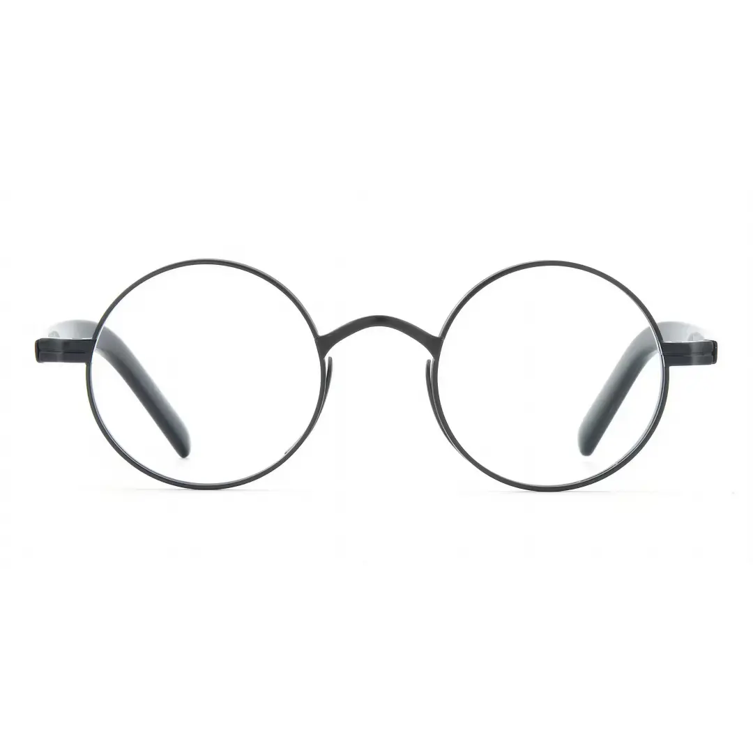 Front view of Sam vintage round metal eyeglasses RM0592302 in black