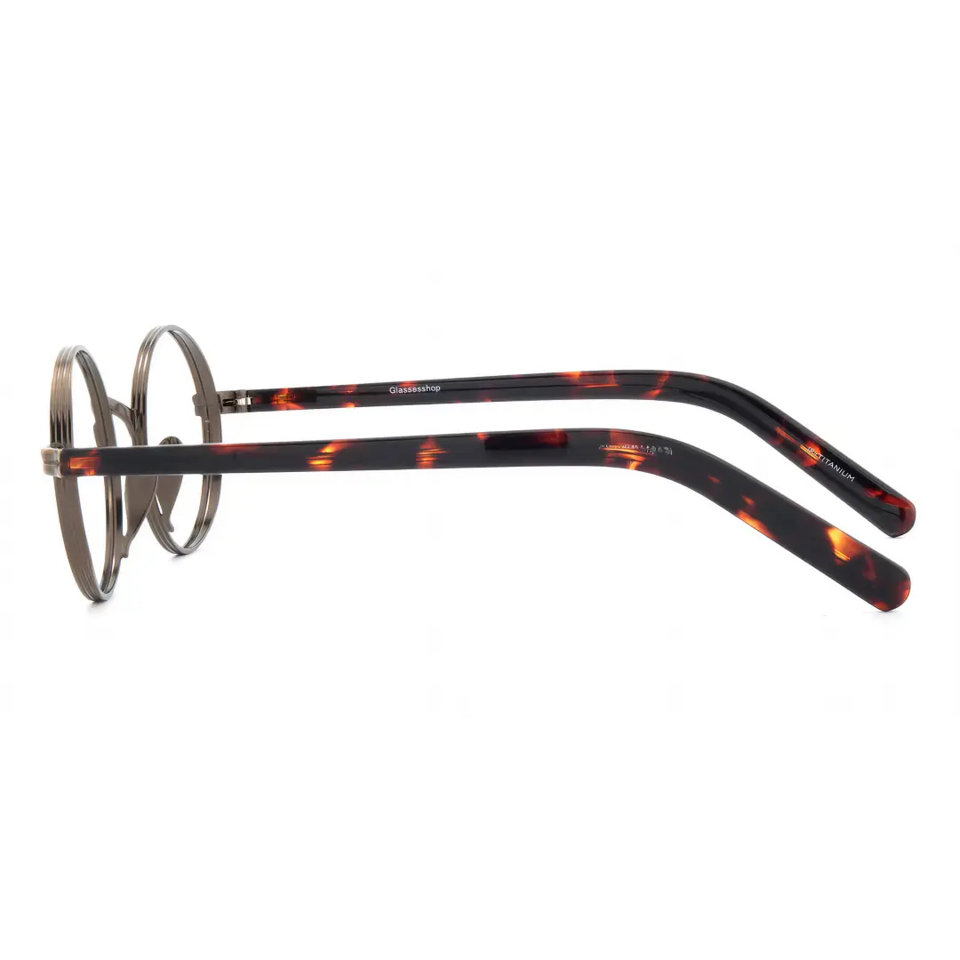 Side view of Sam vintage round metal eyeglasses RM0592302 in bronze
