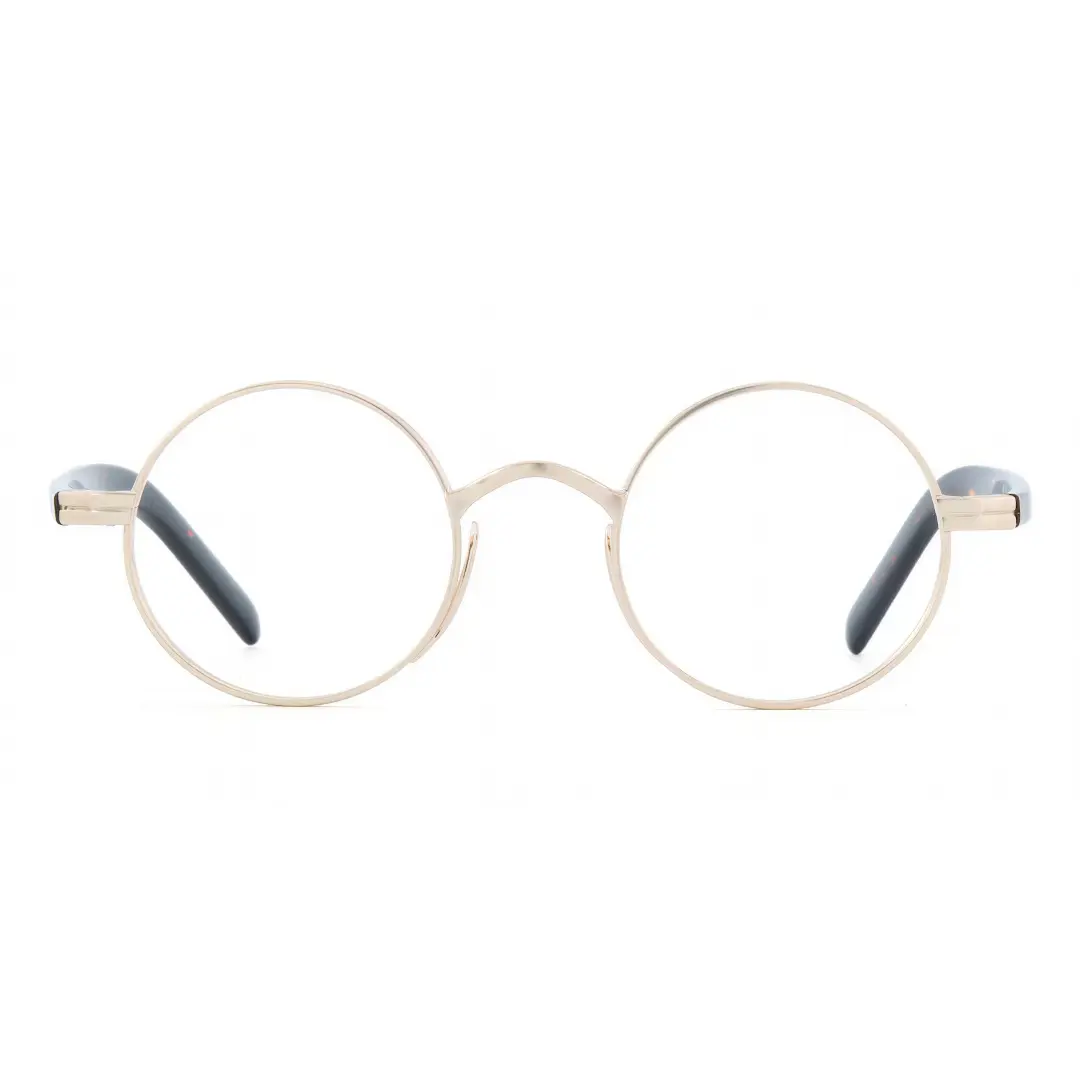 Front view of Sam round metal eyeglasses RM0592302 in gold