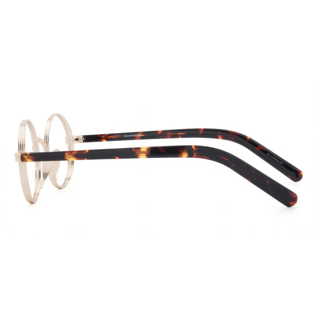 Side view of Sam vintage round metal eyeglasses RM0592302 in gold
