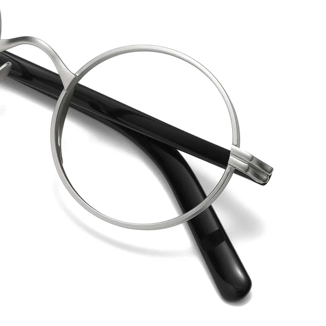 Frame detail view of Sam vintage round metal eyeglasses RM0592302 in grey