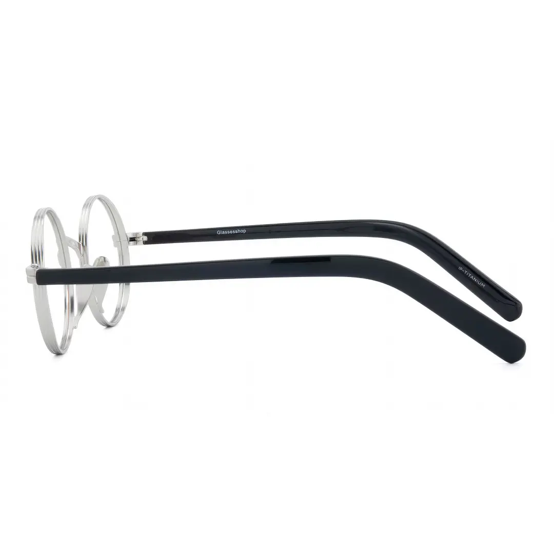 Side view of Sam vintage round metal eyeglasses RM0592302 in grey