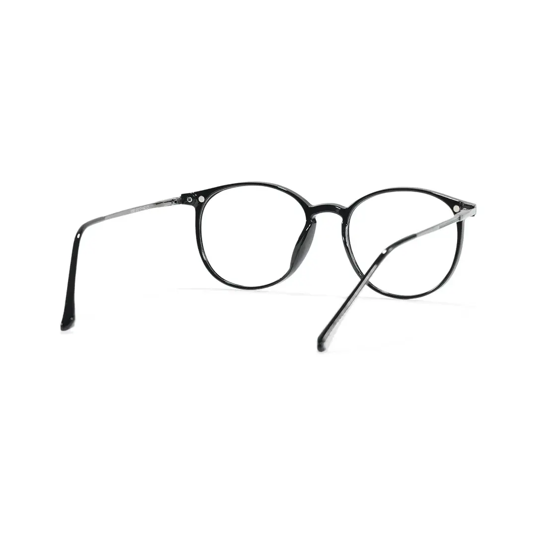 Back view of Nita round metal magnetic clip-on eyeglasses set with interchangeable clip-on lenses RM0592505 in black