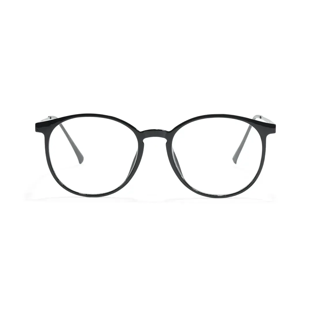 Front view of Nita round metal magnetic clip-on eyeglasses set with interchangeable clip-on lenses RM0592505 in black