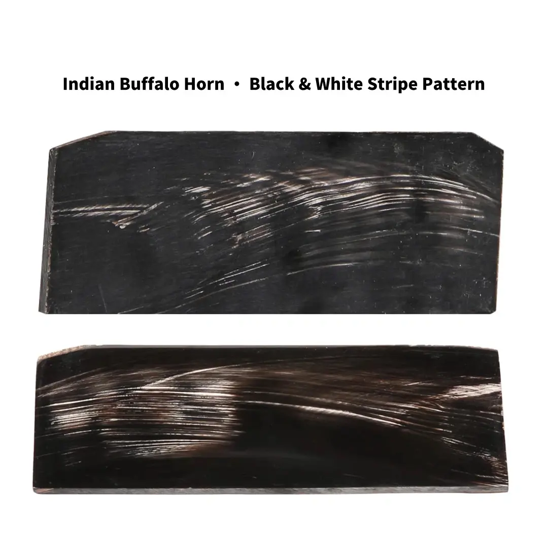 Material detail of Ember round natural ox horn handcrafted eyeglasses RO0302511 in black