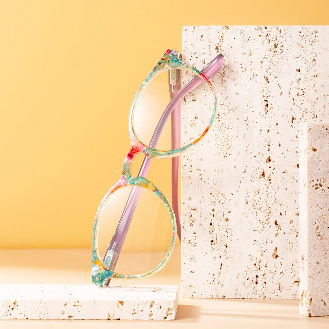 Set view of Galen colorful round pc eyeglasses in green. SPU: RP0032308
