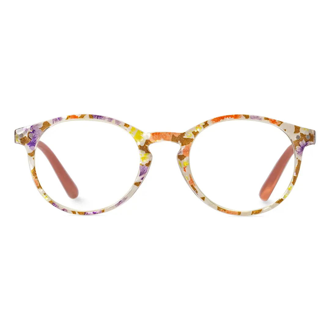 Front view of Galen round pc eyeglasses RP0032308 in yellow