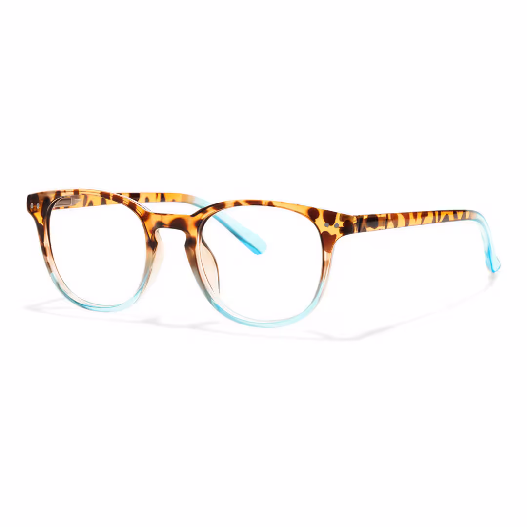 Angle view of Baya round pc eyeglasses in two-tone. SPU: RP0052502