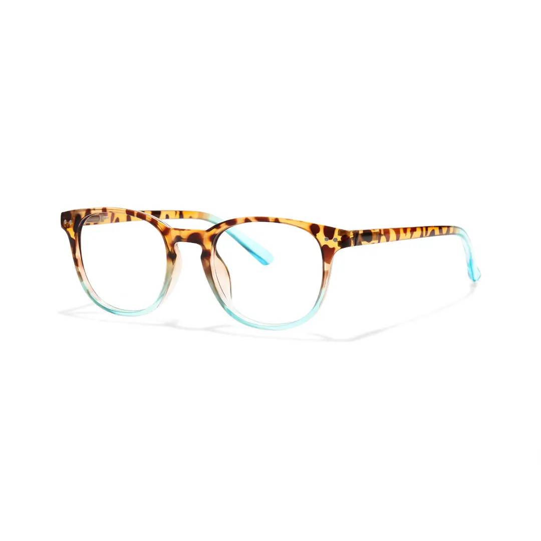 Angle view of Baya round pc eyeglasses RP0052502 in two-tone