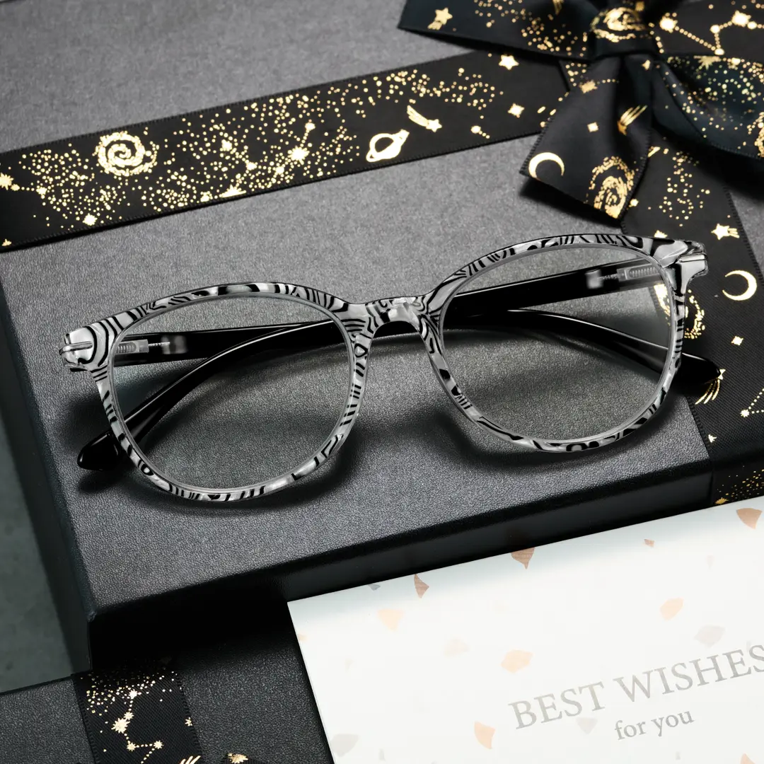 Set view of Heat colorful round pc eyeglasses in black. SPU: RP0212409