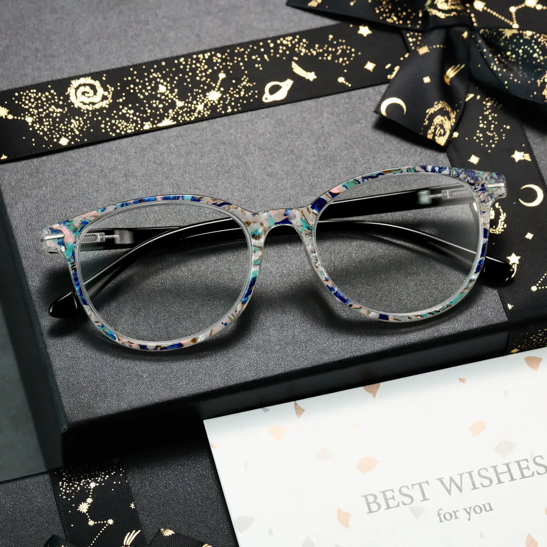 Set view of Heat colorful round pc eyeglasses in light blue. SPU: RP0212409