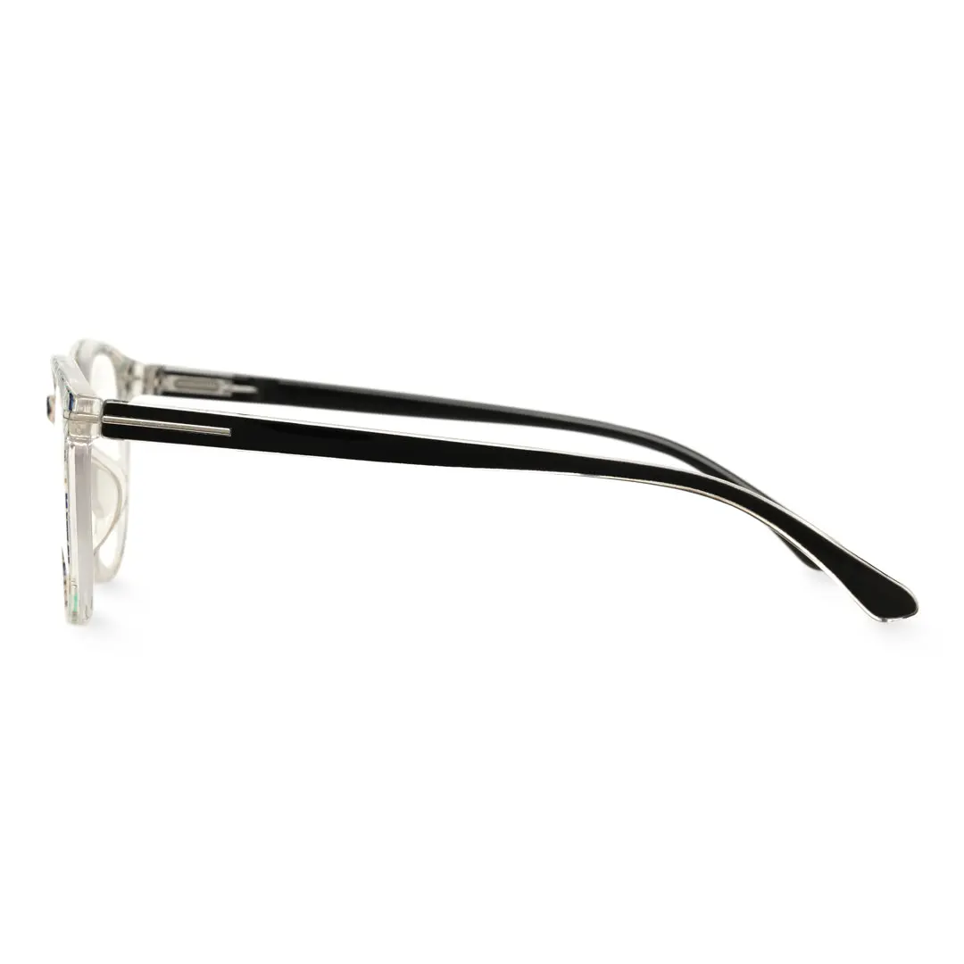 Side view of Heat colorful round pc eyeglasses in light blue. SPU: RP0212409