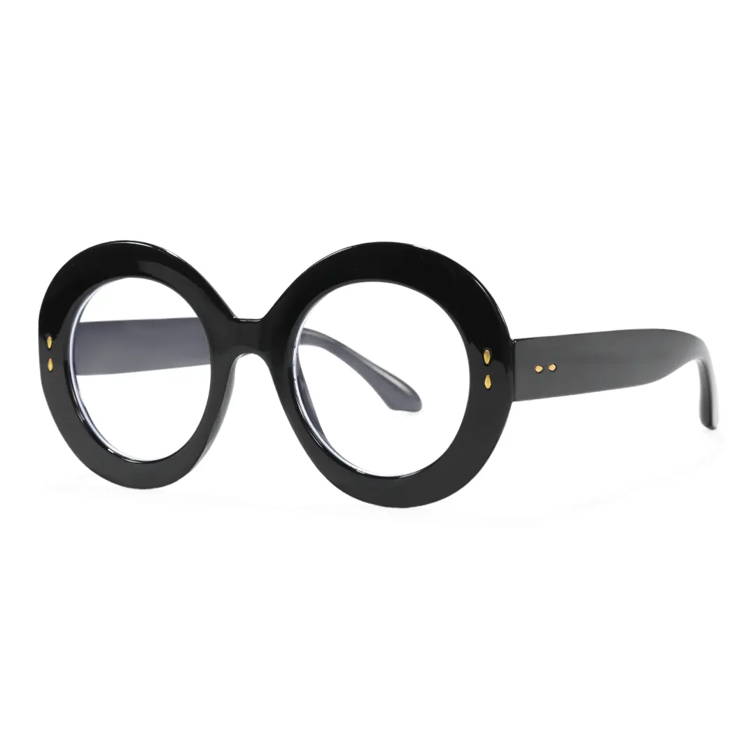 Angle view of Cllci round pc eyeglasses RP0322406 in black
