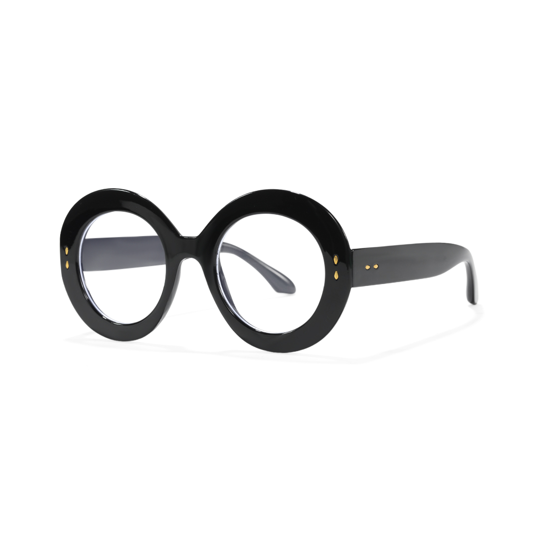 Angle view of Cllci round pc eyeglasses RP0322406 in black