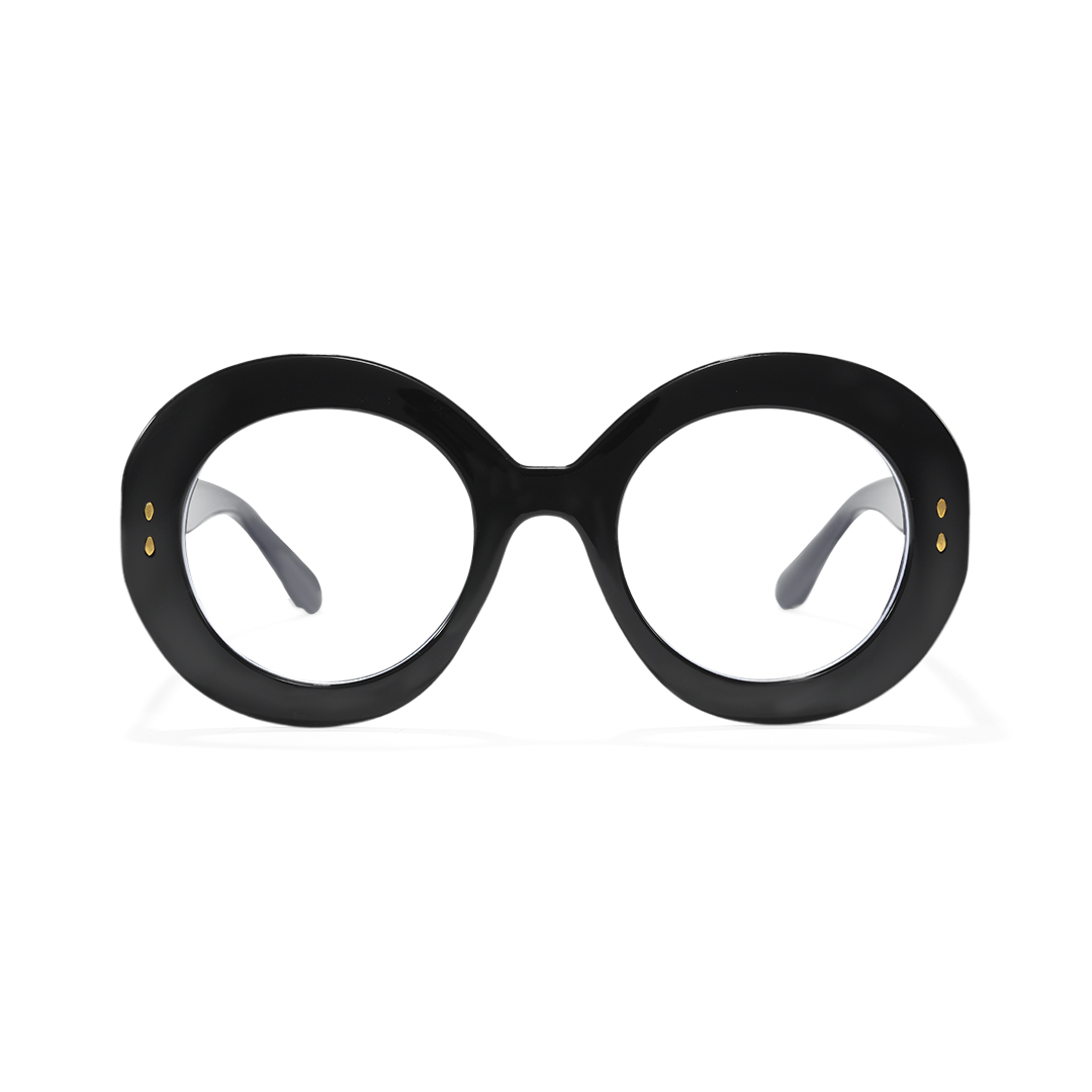 Front view of Cllci round pc eyeglasses RP0322406 in black