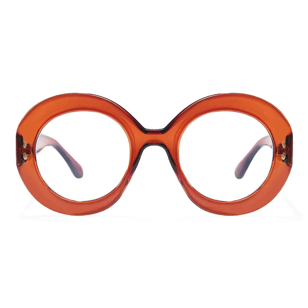 Front view of Cllci round pc eyeglasses RP0322406 in brown