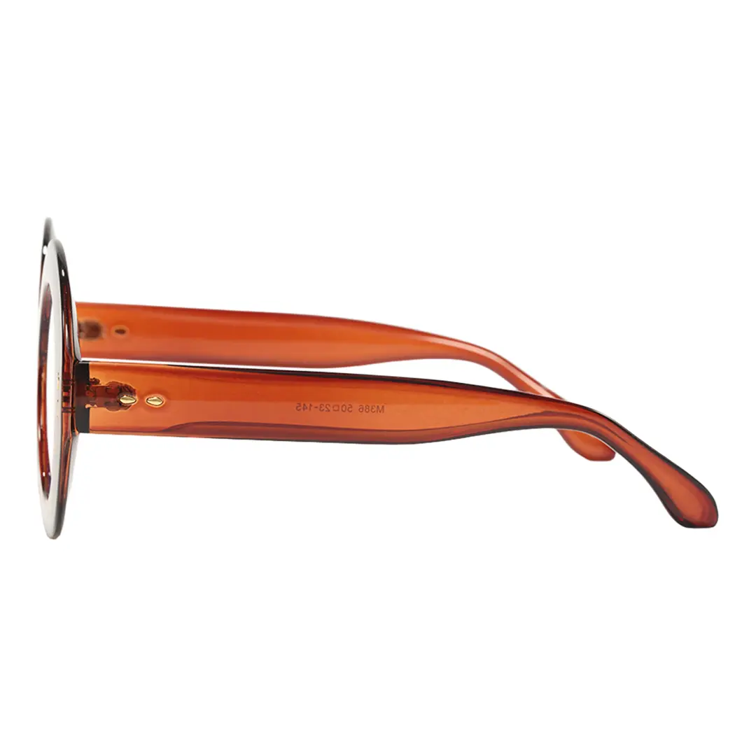 Side view of Cllci round pc eyeglasses RP0322406 in brown