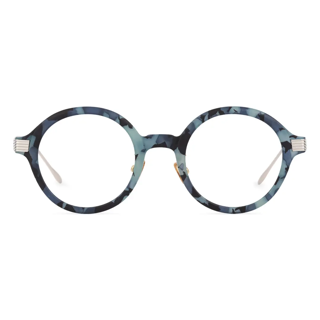 Front view of Irene round tr90 eyeglasses RR0012303 in blue