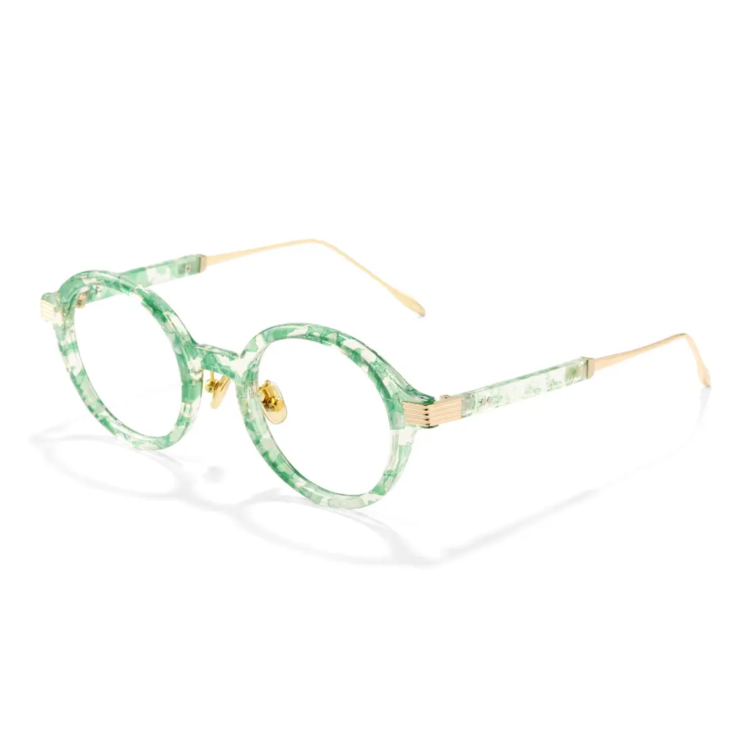Angle view of Irene round tr90 eyeglasses RR0012303 in green