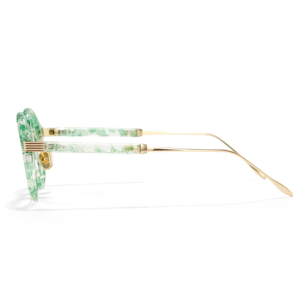 Side view of Irene round tr90 eyeglasses RR0012303 in green